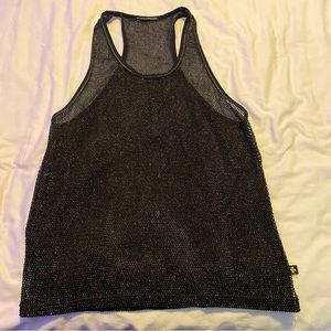 Andrew Christian mesh black and gold sparkles tank top